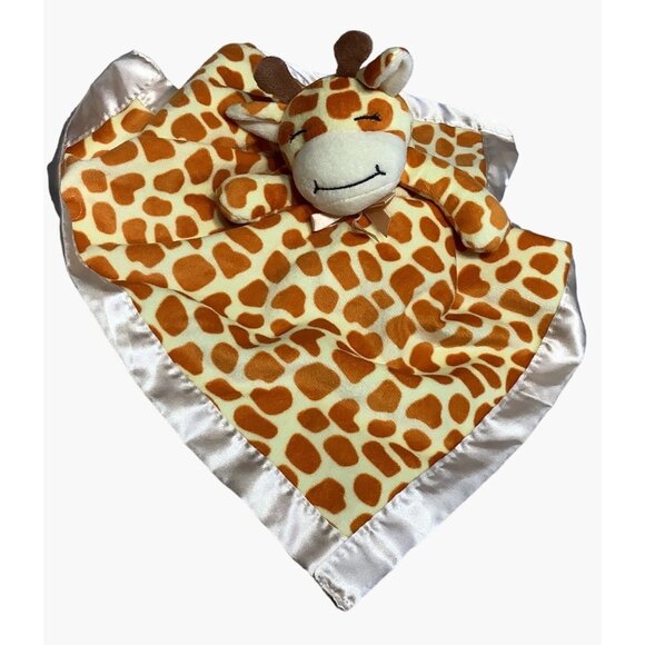 Giraffe Baby Lovey Blanket With Satin Trim & Plush Toy - Picture 5 of 5